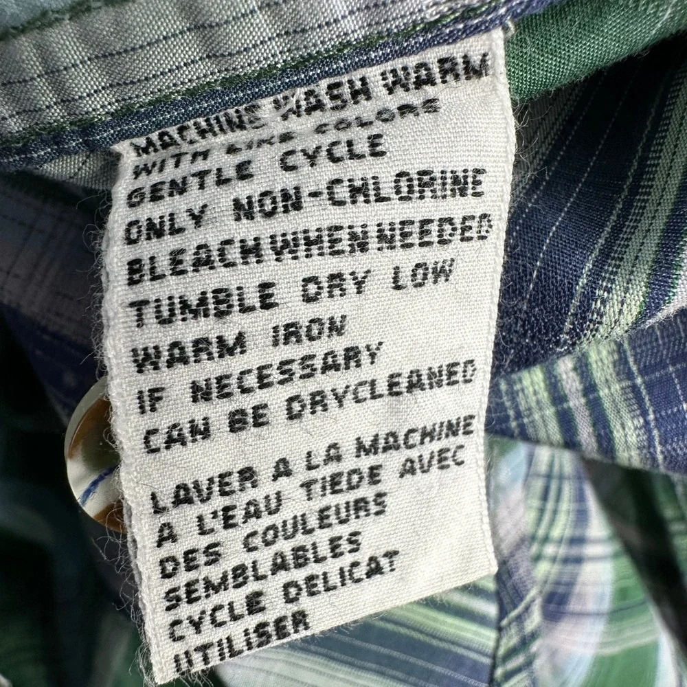 Tommy‎ Bahama Mens Plaid Long Sleeve Button Up Shirt Green Blue Casual Size S